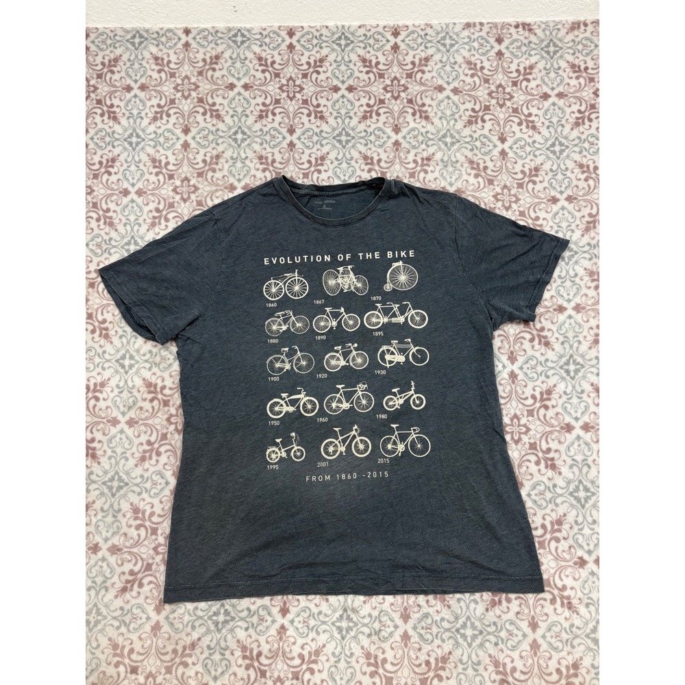 Banana Republic Mens XL Evolution of the Bike Graphic T-Shirt Charcoal Gray Tee